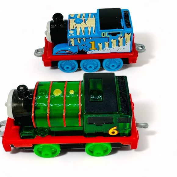 Thomas & Friends Light Up Percy And Thomas W/Bones Push Along Toy Trains. - Picture 4 of 9